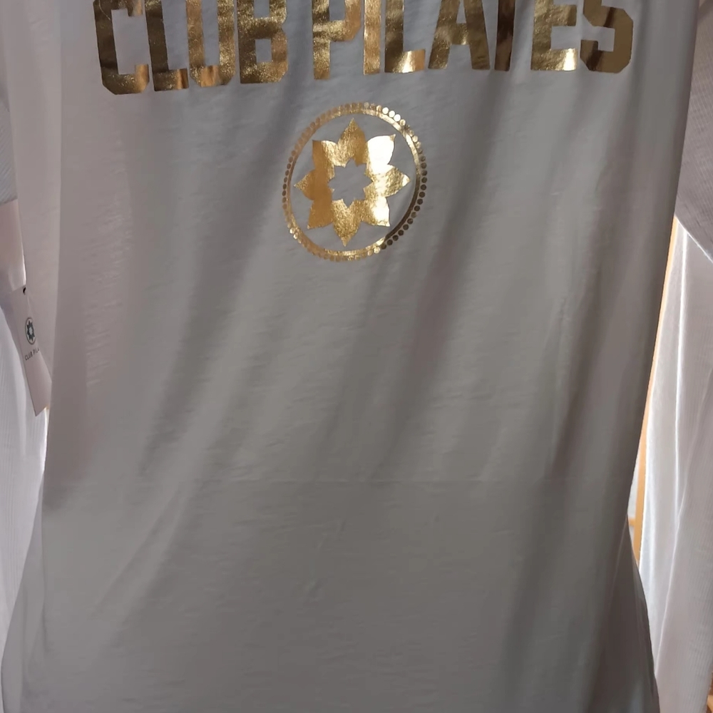 NWT Club Pilates long sleeve T-Shirt with Gold Foiled print